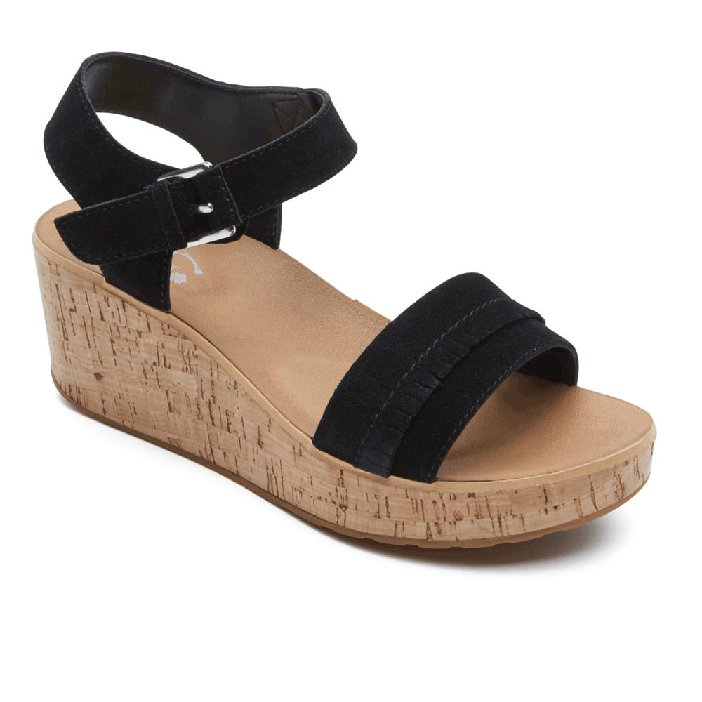 Rockport Singapore Womens Sandals - Weekend Casuals Lanea Quarter-Strap Black - PI3410279